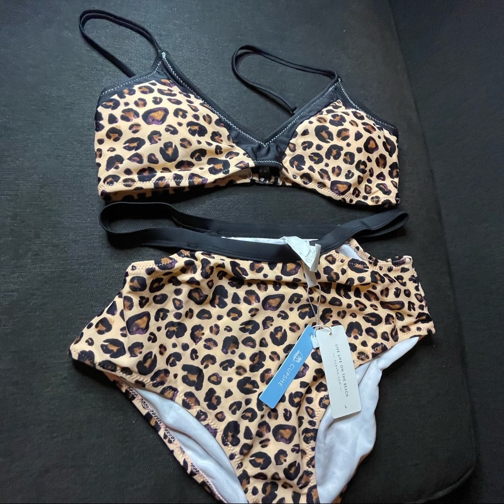 NWT - Cupshe Pinkish Brown Leopard Bikini Set